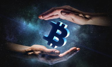 Kripto para birimi konsepti. Karışık ortam