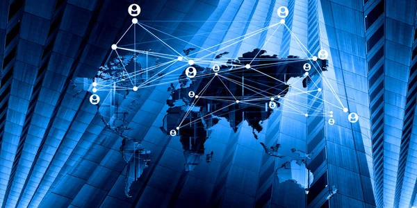 Tecnologias de conexão global. Meios mistos — Fotografia de Stock