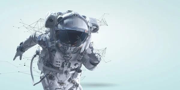 Spaceman running fast. Mixed media — Stock Photo, Image