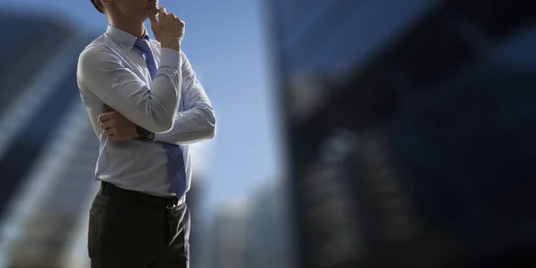 Boss thinking over an idea. Mixed media — Stock Photo, Image