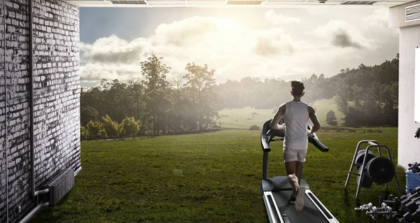 Choose your route for running. Mixed media — Stock Photo, Image