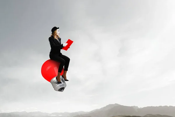 Young woman mime. Mixed media — Stock Photo, Image