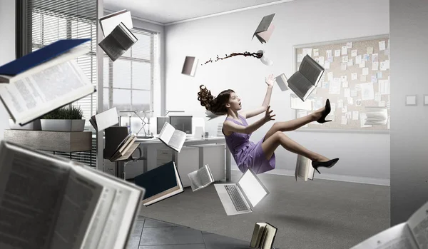 When reading takes your away. Mixed media — Stock Photo, Image