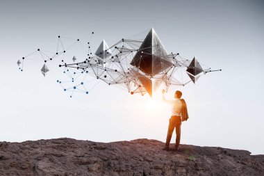 Ethereum şifreleme para birimi işareti. Karışık ortam