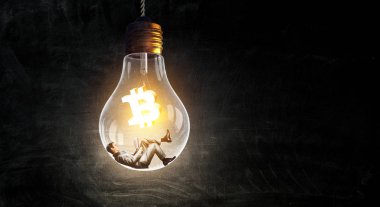 Kripto para birimi konsepti. Karışık ortam