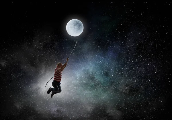 Ragazzo in luna. Mezzi misti — Foto Stock