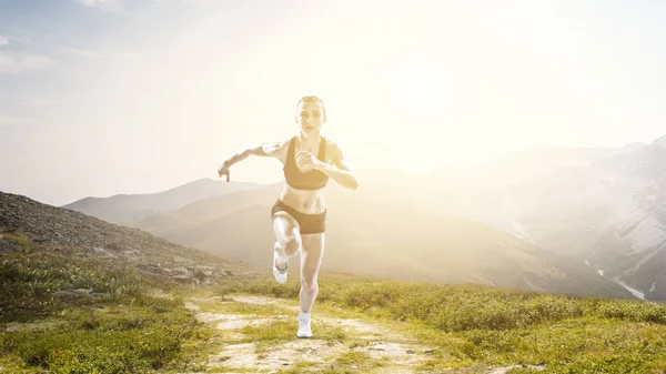 Young athlete woman. Mixed media — Stock Photo, Image