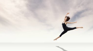 Jimnastikçi kız olarak atlama karışık teknik