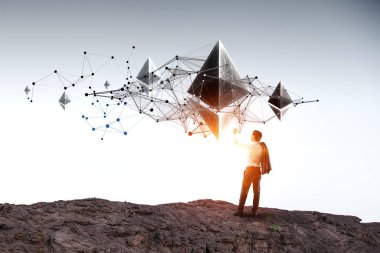 Ethereum şifreleme para birimi işareti. Karışık ortam