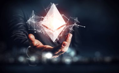 Kripto para birimi konsepti. Karışık ortam