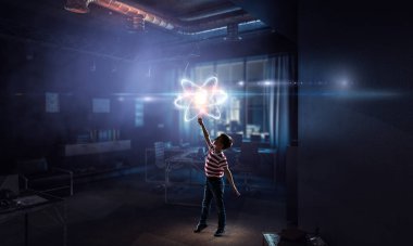 Atom molekülü. Karışık medya. Karışık ortam