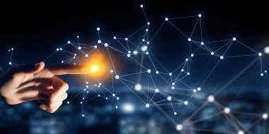 Kablosuz bağlantı fütüristik konsept. Karışık teknik