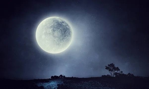 Full moon background . Mixed media — Stockfoto