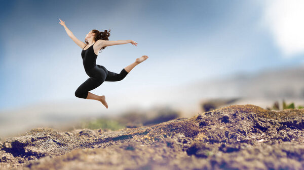 Gymnast girl in jump Mixed media