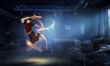 Onun dünya danstır. Karışık teknik