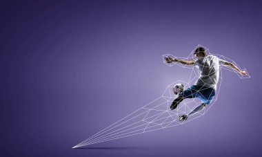 Atlayan futbolcu. Karışık ortam