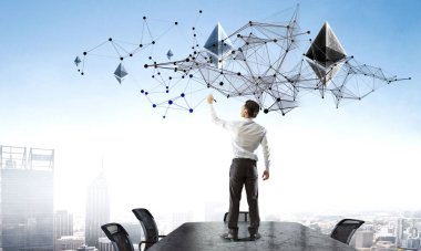 Ethereum şifreleme para birimi işareti. Karışık ortam