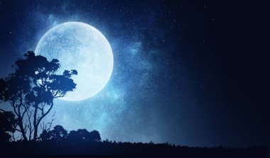 Dolunay arka planı. Karışık ortam