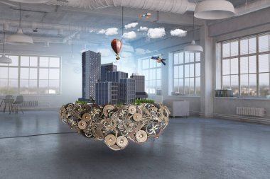 Mini şehir tasarım. Karışık teknik