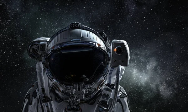 Astronaut pionier doen onderzoek. Mixed media — Stockfoto