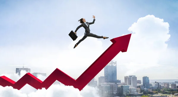 Making big success jump . Mixed media — Stock Photo, Image