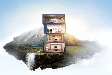 Emlak konsepti. Karışık ortam