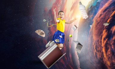 Kitap dünyası konsepti. Karışık ortam