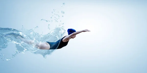 Professional man swimmer on a wave — Stock Photo, Image