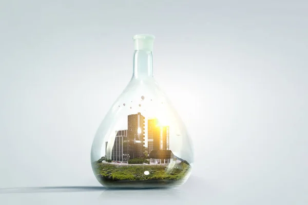 City inside a glass bottle — Stock Photo, Image