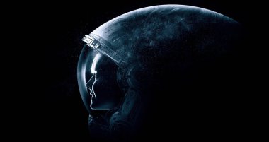 Uzay yürüyüşünde astronot. Karışık ortam