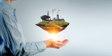 Yüzen bacaları olan sanayi manzarası