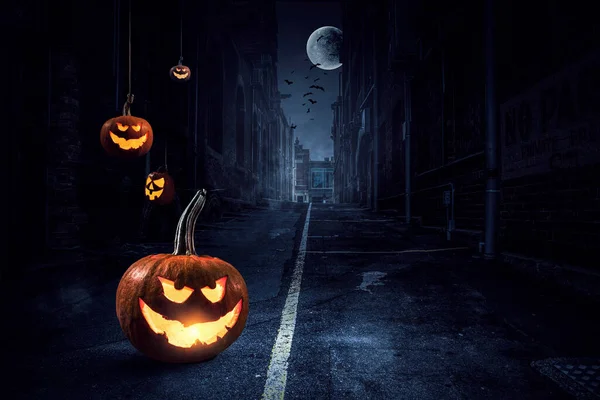 Halloween ontwerp met pompoenen. Gemengde media — Stockfoto