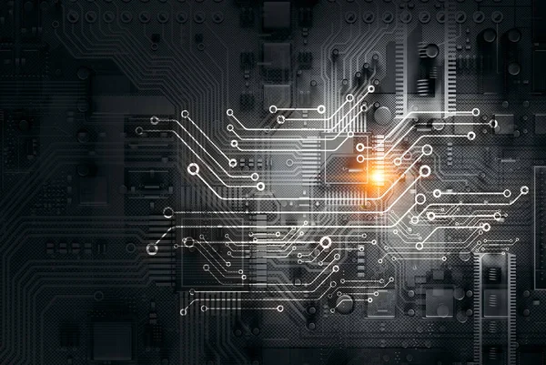 Black circuit board background of computer motherboard — Stock Photo, Image