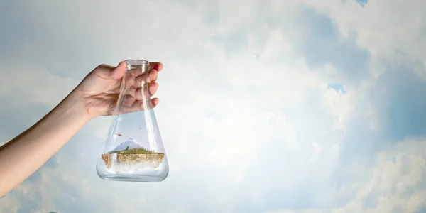 Mountain inside a glass bottle — Stock Photo, Image