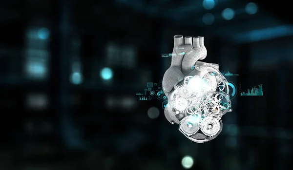 Изображение человеческого сердца из металлических элементов — стоковое фото