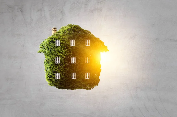 Grönt hus som symbol för ekologi — Stockfoto