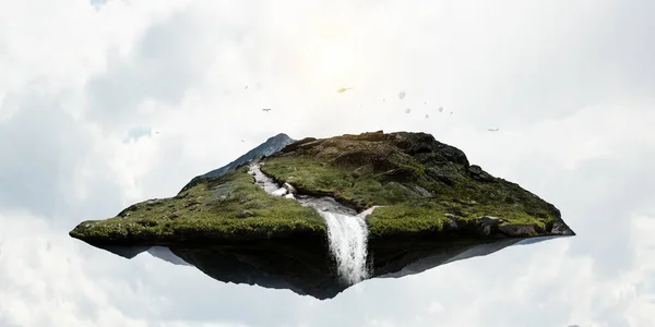 Paisaje con montaña flotando en el aire —  Fotos de Stock