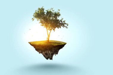 Ağaç ve manzaranın resmi