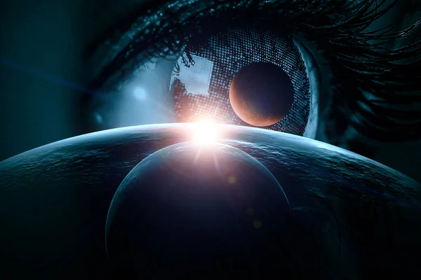 Menschliches Auge und Raum. Elemente dieses von der NASA bereitgestellten Bildes. — Stockfoto