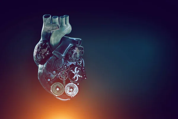 Az emberi szív képe fémelemekből — Stock Fotó