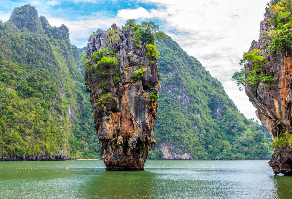 Famous cliffs Ko Tapu in Thailand.