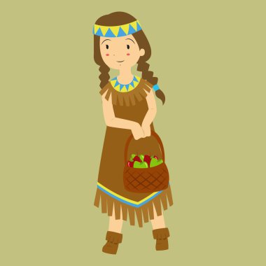 Şükran Yerli Kız Elma sepeti taşıyan