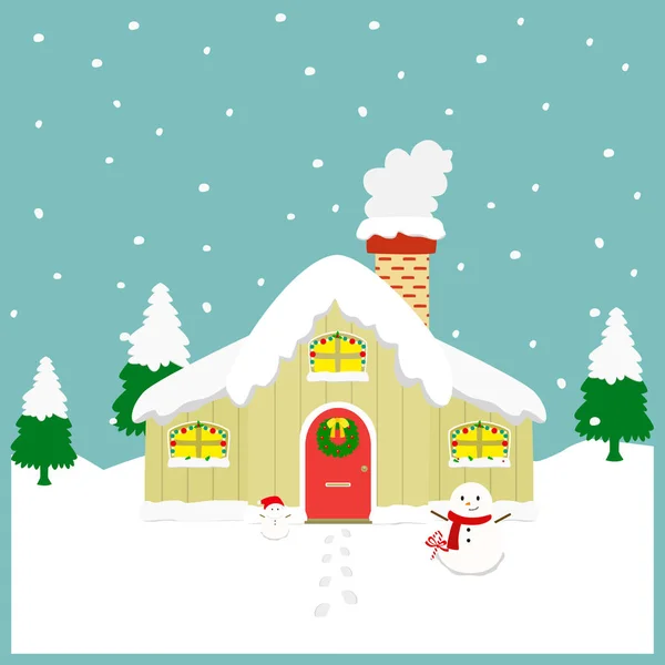 舒适的房子在冬天季节图 — 图库矢量图片