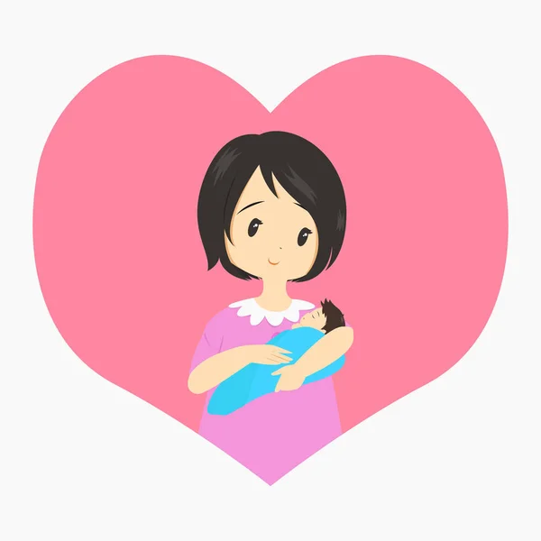 Mother and Newborn Baby Vector Illustration — Stock Vector