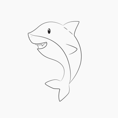 sevimli köpek balığı hat sanat vektör