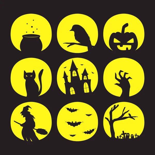 Colección Icono de silueta de Halloween — Archivo Imágenes Vectoriales