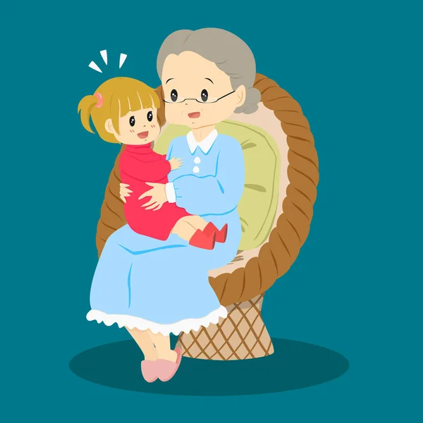 Abuela y nieta Vector — Vector de stock