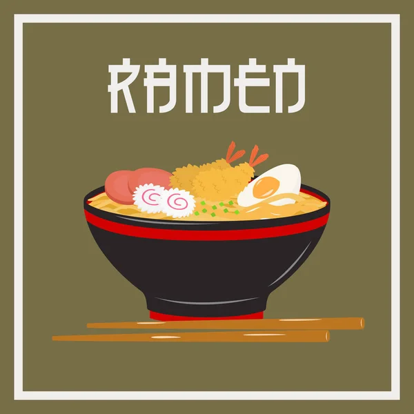 Japonês Ramen Noodle Vector — Vetor de Stock