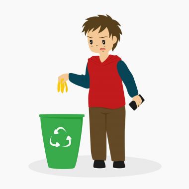 Adam bir muz kabuğu vektör yerine koyma 