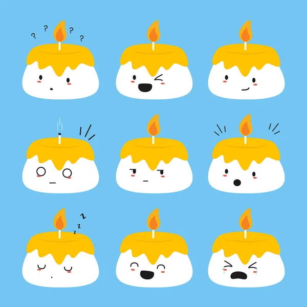 Schattig kaarsen Emojis Vector Set — Stockvector